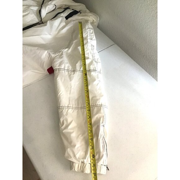 MENS WHITE WINDBREAKER SHERPA LINE SIDE POCKETS HOODIE JACKET SIZE X-LARGE - Picture 3 of 5